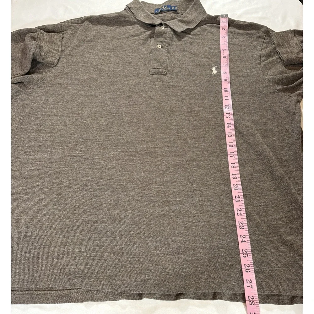 Polo Ralph Lauren Mens 2XB Brown Heather Long Sleeve Polo Shirt Pony Logo